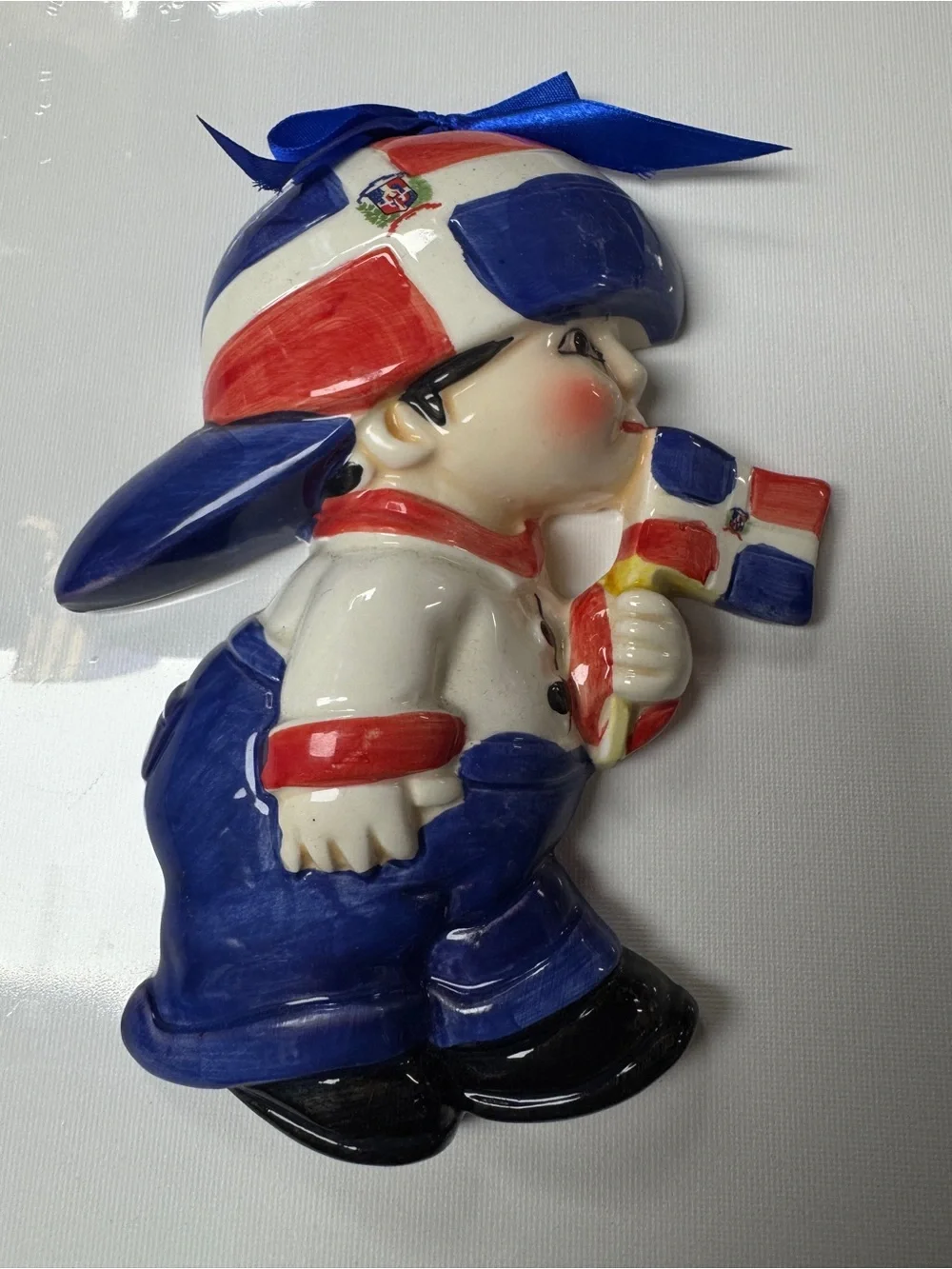Set of 2 -Mexican & Dominican Republic Boy Ceramic Figurines （new）